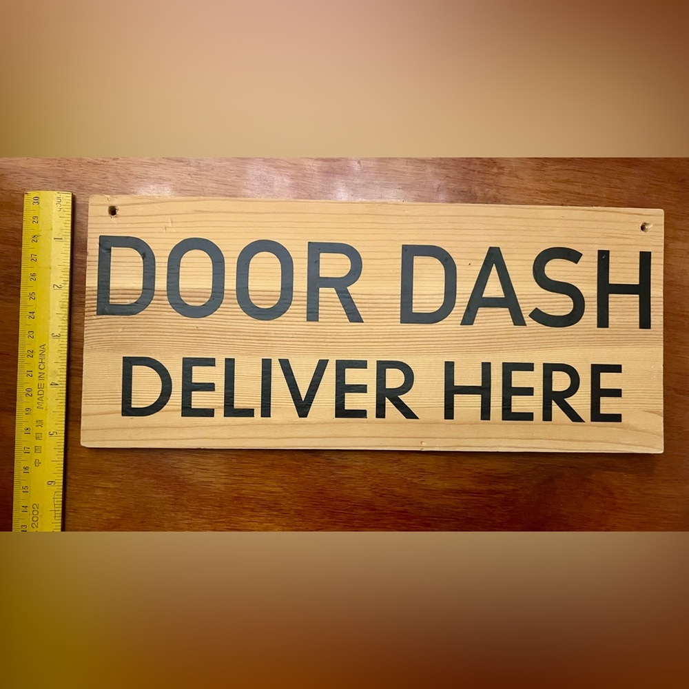 Wooden “Door Dash Deliver Here” Sign